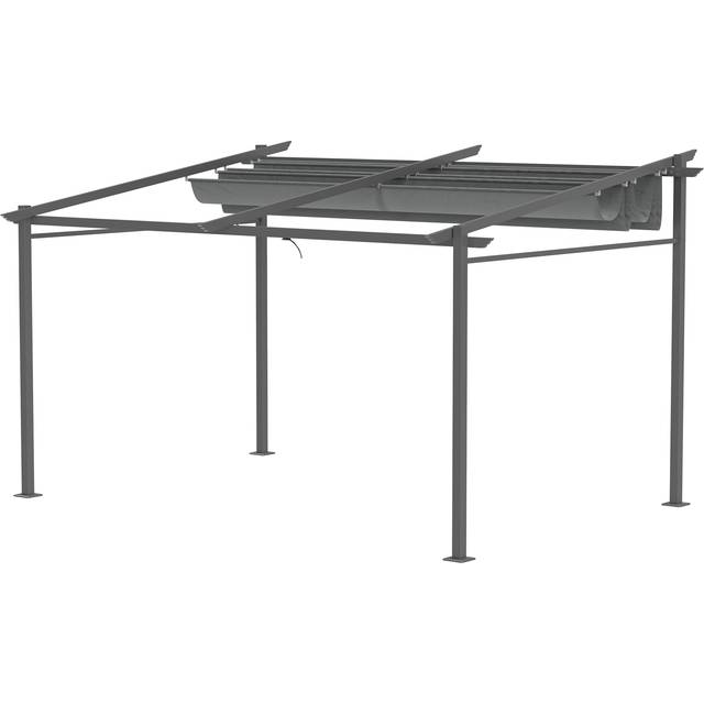 Utdragbar Pergola 397 x 295 cm – Justerbart Tak Mörkgrå