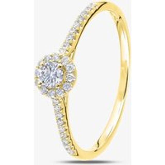 9ct Yellow Gold 0.25ct Diamond Halo Shoulder Set Ring PR12739Y O