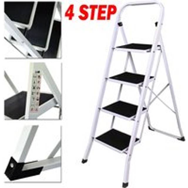 Briefness - 4 Step Steel Tread Ladder Stepladder Folding Anti Slip Feet Home Garage diy Tool