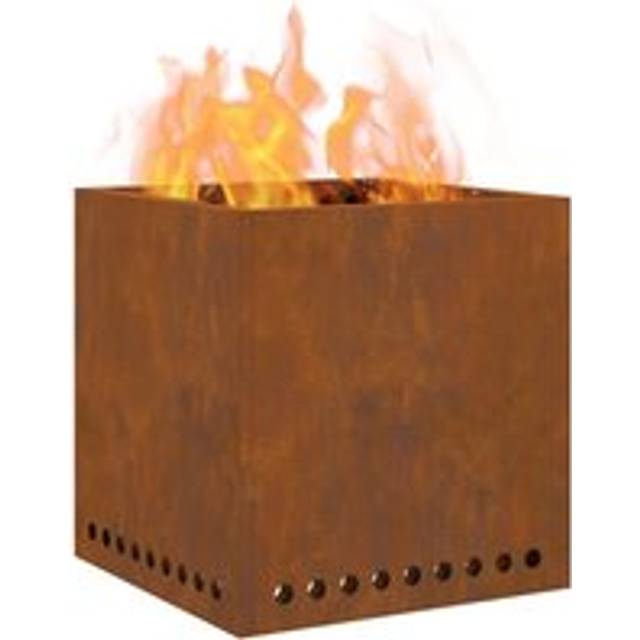 vidaXL Smokeless Fire Pit Square 48x48x50 cm Weathering Steel - Brown