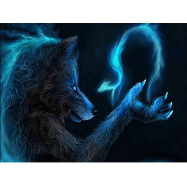 Diamond Painting Cross Stitch Blue Wolf Crystal Needlework Diamond Embroidery Full Diamond Decor 20X30CM