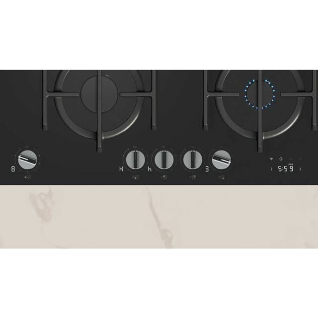 Neff T29RHS4S0 90cm Black Tempered Glass, 5 burner, LED display, 5.0kW Wok burner, Optimised FlameSe