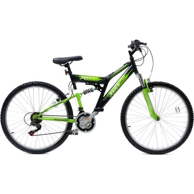 2 Full Suspension Mountain Bike - 26in Wheel - 18 Speed Black Green - One Size