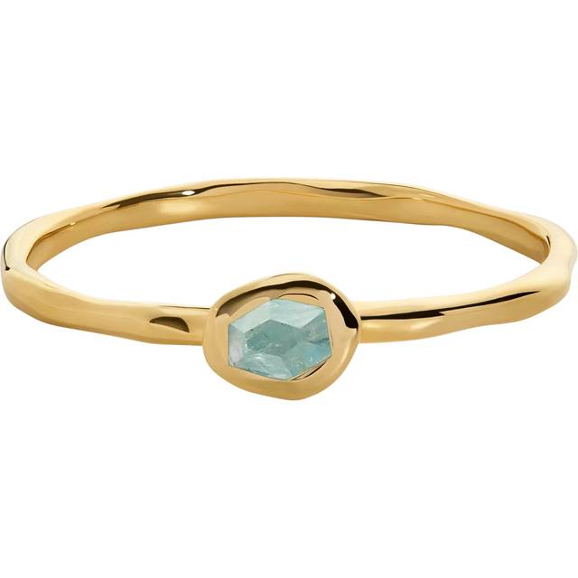 Monica Vinader Odyssey Gemstone Stacking Ring, Aquamarine/Gold