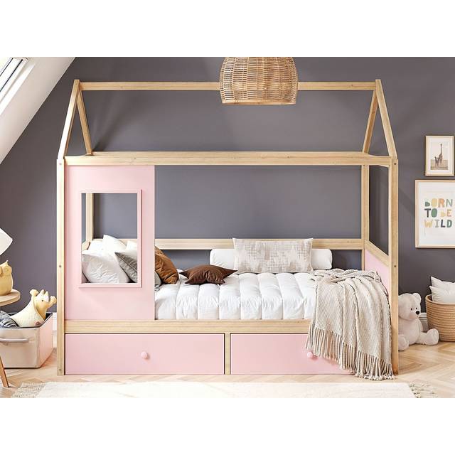 Flair Ted Play House Wooden Bed with Storage Pink