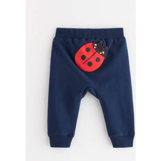 Lindex Baby Cotton Blend Ladybird Joggers, Dark Blue