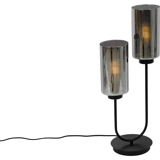 Smart Table Lamp Black with Smoke Glass 2-Lights incl. 2 Wifi ST64 - Laura