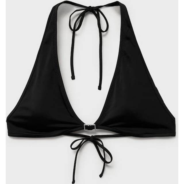 Halter bikini top with buckle detail black - Woman - S - MANGO - Black
