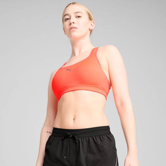 Puma Womens Running 4Keeps Mid Support Sports Bra - Red, Glowing Red, Size Xs, Women - XS