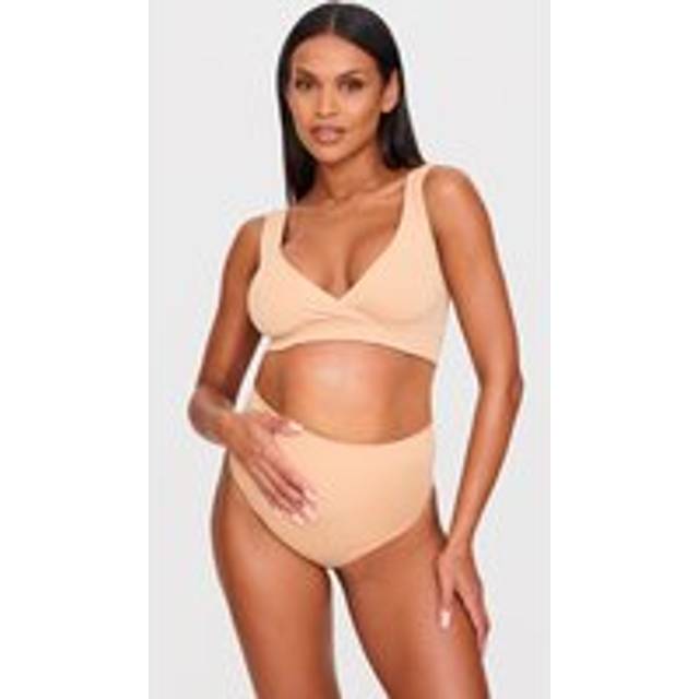 Maternity Nude Wrap Over Nursing Bra, Pink - S/M