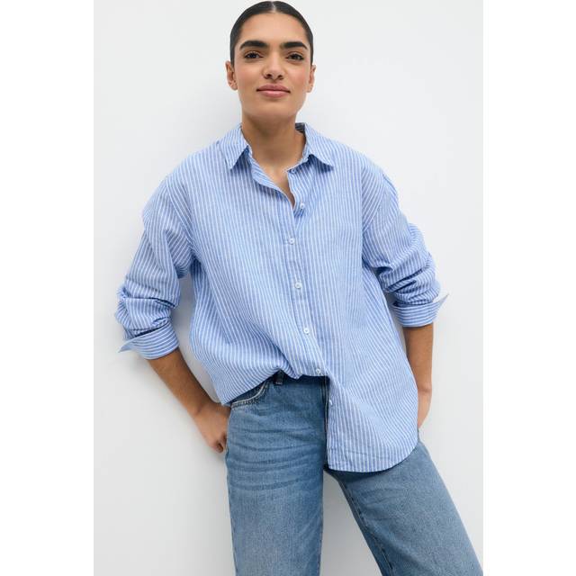 Gina Tricot - Linneskjorta Linen Blend Shirt - Blå
