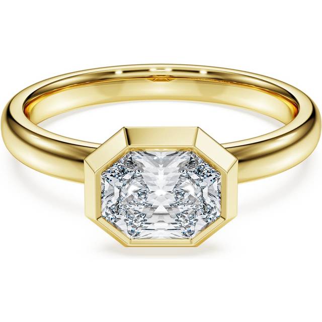 Octagon bezel ring, Lab-grown diamonds 1.0 ct tw, Octagon shape, 18K yellow gold - White - 58