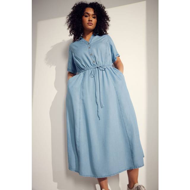 Lyocell Denim Shirt Dress - Light Blue - 26-28