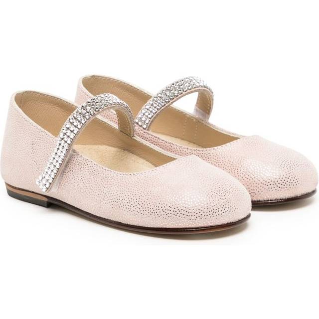 BabyWalker - crystal-embellished leather ballerinas - kids - Leather/Rubber/Leather - 30 - Pink