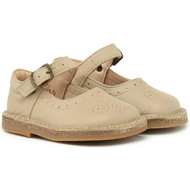 Pèpè - leather ballerina shoes - kids - Calf Leather/Synthetic Rubber/Leather - 21 - Neutrals