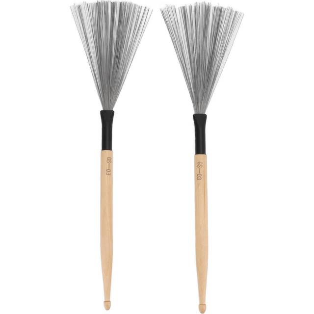 2PCS Drum Brush Double Headed Dual Purpose Maple Drumstick Rubber Steel Wire Portable Percussion