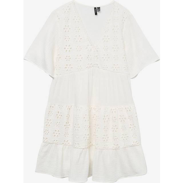 Women's Vero Moda Natali 2/4 Short Dress Snow White - Size: 10