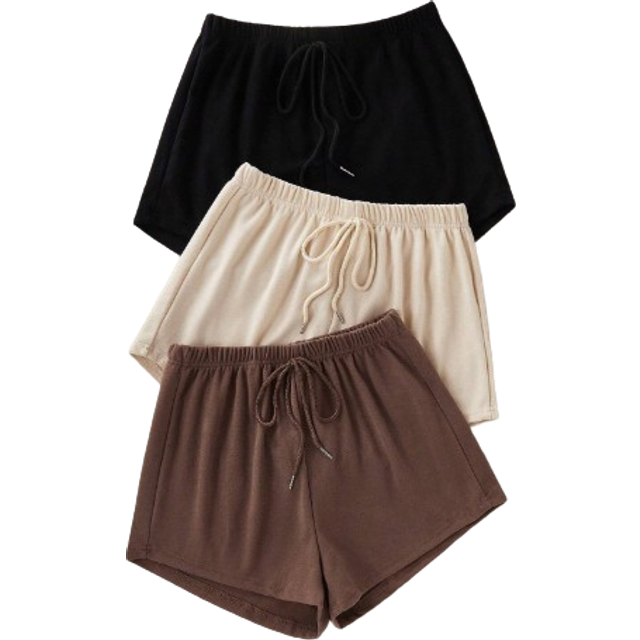 SHEIN 3pcs Women Solid Color Casual Sleep Shorts