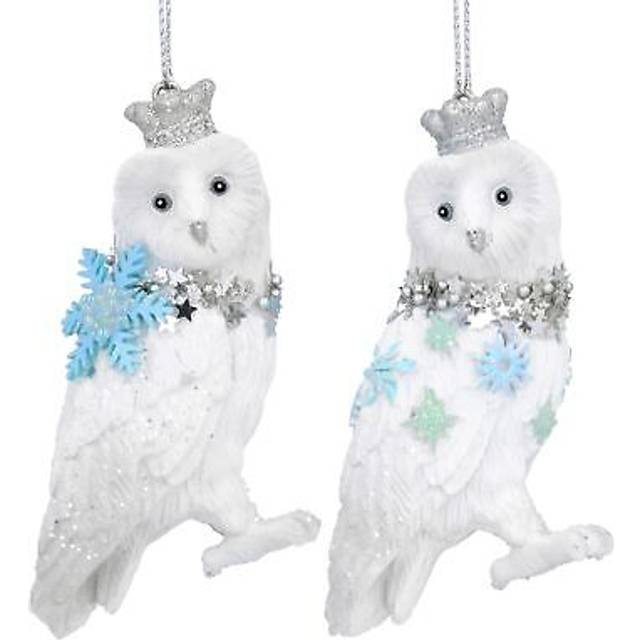 White Owl Christmas Tree Bauble | Resin Bird Christmas Tree Ornament - 9cm