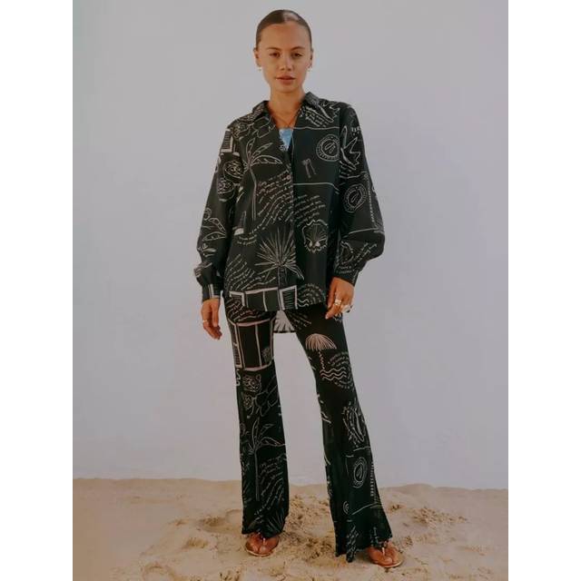 Never Fully Dressed Miley Palma Print Shirt, Black/Multi