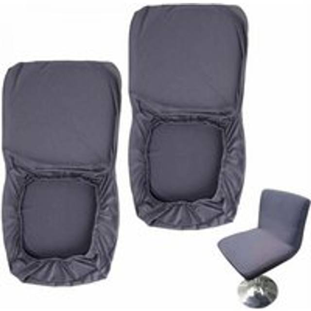 2 Pack Dark Grey Bar Stool Covers with Backrest Stretch Slipcover for Short Swivel Dining Chair