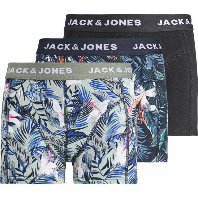 Jack & Jones - Boxerkalsong jacBrady Flower Trunks Jnr S 3-pack - Blå