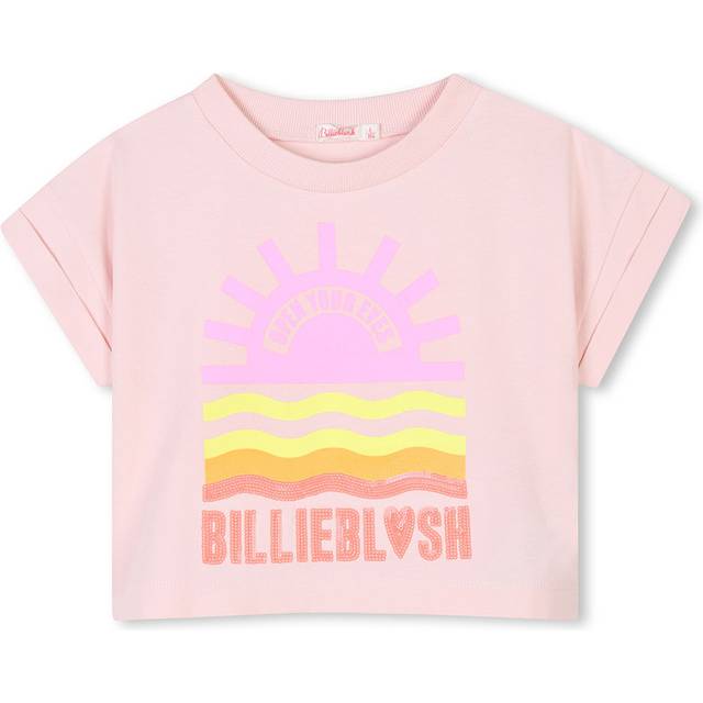 Billieblush T-shirt - Beskuren - Rosa m. Tryck/Paljetter - Billieblush - 5 år (110) - T-shirt