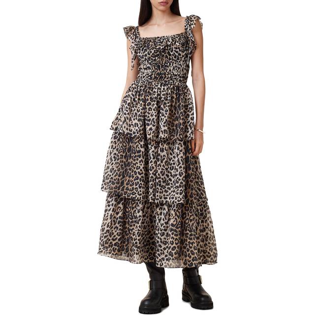 Solonda Tiered Leopard Dress - LEPPO YELLOW - Founded in London in 1994, AllSaints has been crafting iconic leather pieces for decades. As well as statement jackets, biker boots, and accessories, the brand’s everyday items offer a dose of attitude with distressed detailing, daring prints and the signature Ramskull logo.