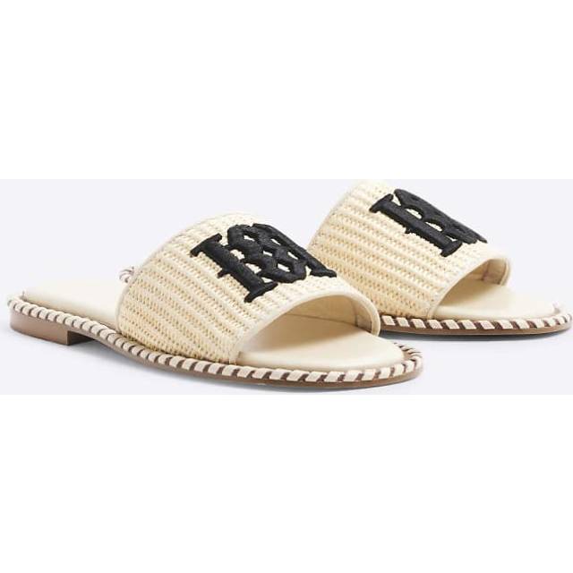 River Island Womens Beige Raffia Flat Sandals - 4