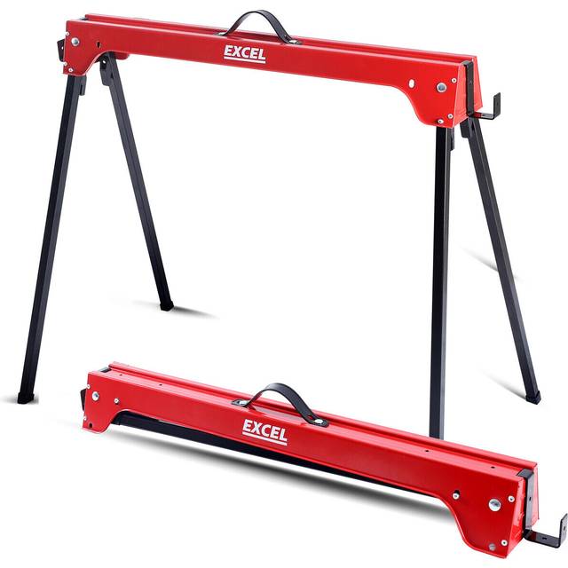 2 x folding saw horse heavy duty steel trestle sawhorse stand 500kg capacity