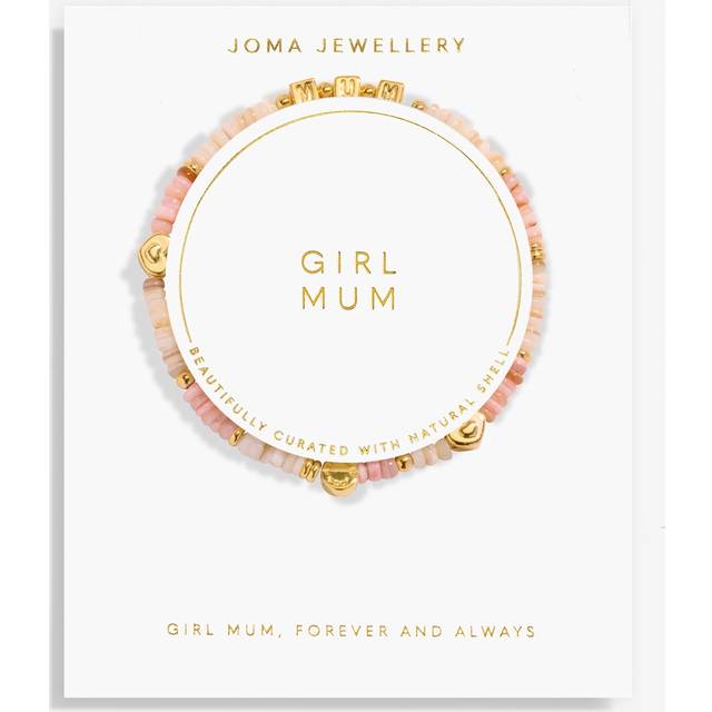 Joma Gold Pink Cubes Girl Mum Bracelet - Gold - 17.5cm