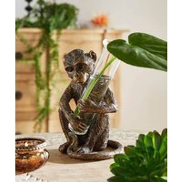 Mindful Monkey Bud Vase Holder - Bronze - by Joe Browns