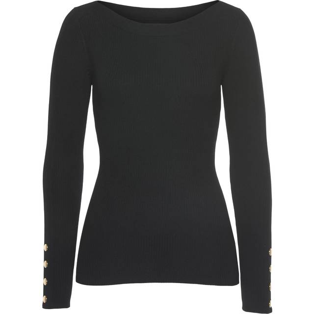 Melrose Knitted Boat Neck Sweater - Black