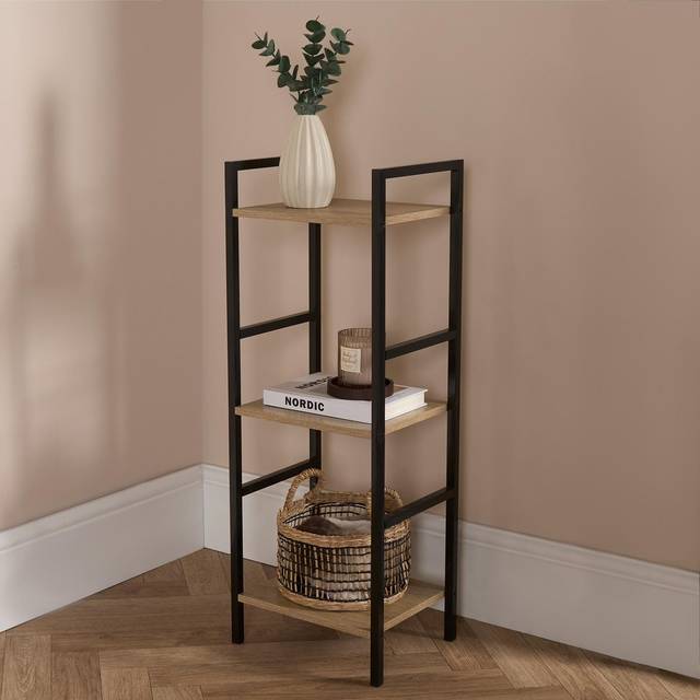 Shelving Unit 3 Tier Living Room Storage Organiser Modern Wire Home Decor Office - Black - One Size