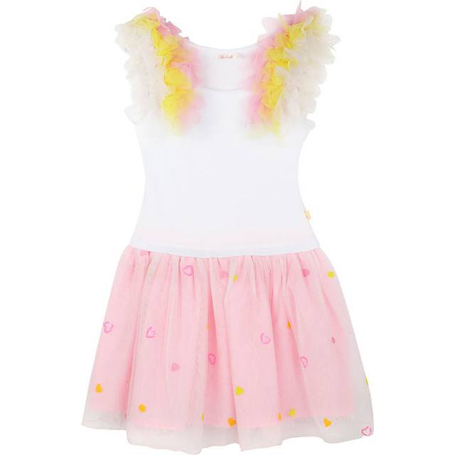 Billieblush Klänning - Rib - Vit m. Tyll - Billieblush - 8 år (128) - Klänning