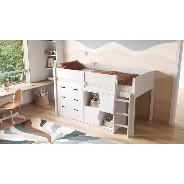 Flair Loop Mid Sleeper Bed Full Set With Doors White 2 White Doors