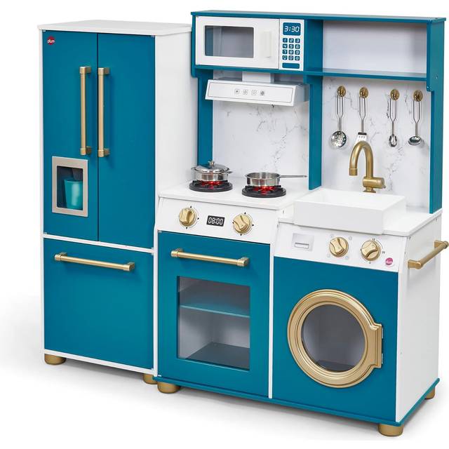 Plum Play Bakehouse Traditional Wooden Oxford Blue Kitchen with Fridge