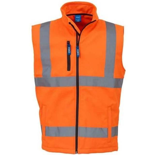 (M, Orange/Navy) Yoko Unisex Adult Softshell Hi-Vis Gilet