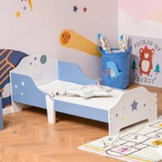 Homcom Kids Star & Balloon Single Bed Frame w/ Safe Guardrails Slats Bedroom Furniture Dreams
