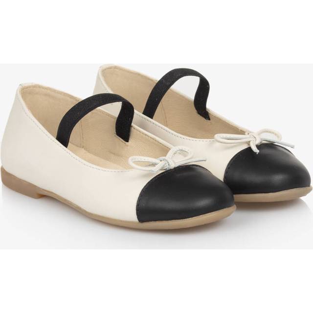 Naturino Girls Ivory & Black Leather Pumps - 26