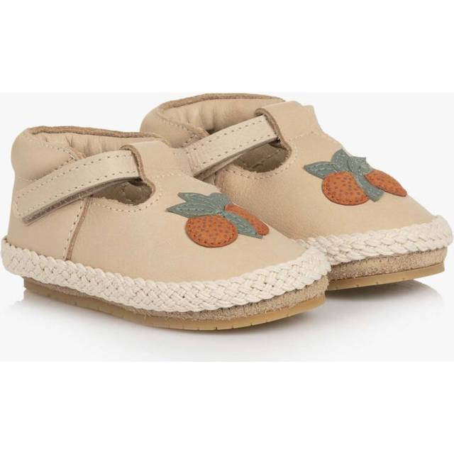 Donsje Baby Girls Beige Leather Pre-Walkers With Appliqué Oranges - 12-18 month