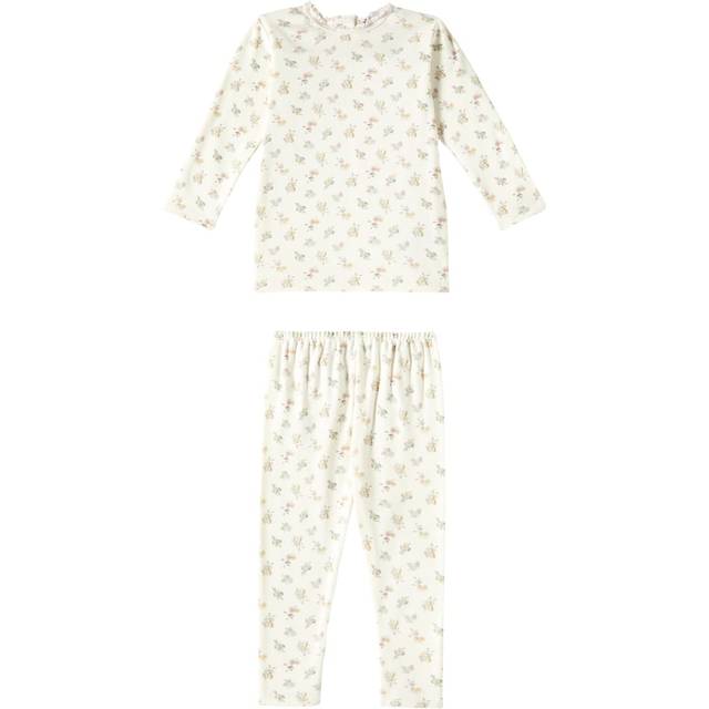 Bonpoint Baby Girls Ivory Cotton Floral Leggings Set - 3 month