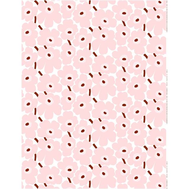 Marimekko Pieni Unikko tyg bomull White-pink-chestnut