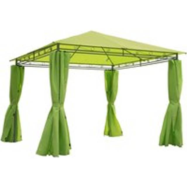 Outsunny 3 x 3 m Garden Metal Gazebo Marquee Patio Party Tent Canopy Shelter with Pavilion Sidewalls - Green