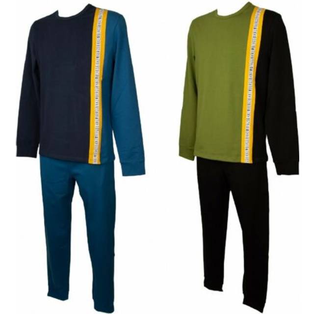 Pajamas for men bikkembergs home suit interlock winter cotton long sleeve crew n