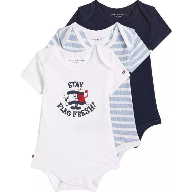Tommy Hilfiger Baby Boys 3 Pack Short Sleeve Bodysuit Giftbox - Navy, Navy, Size 6-9 Months - 6-9 MONTHS
