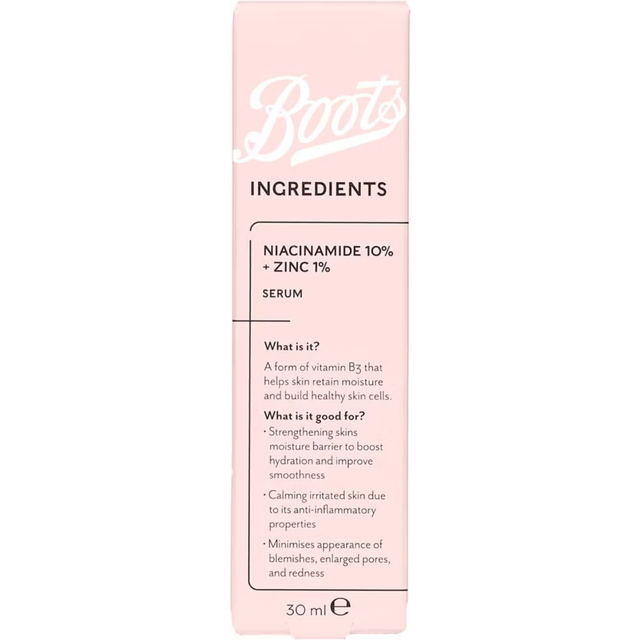 Boots Ingredients Niacinamide 10% + Zinc 1% Serum 30ml