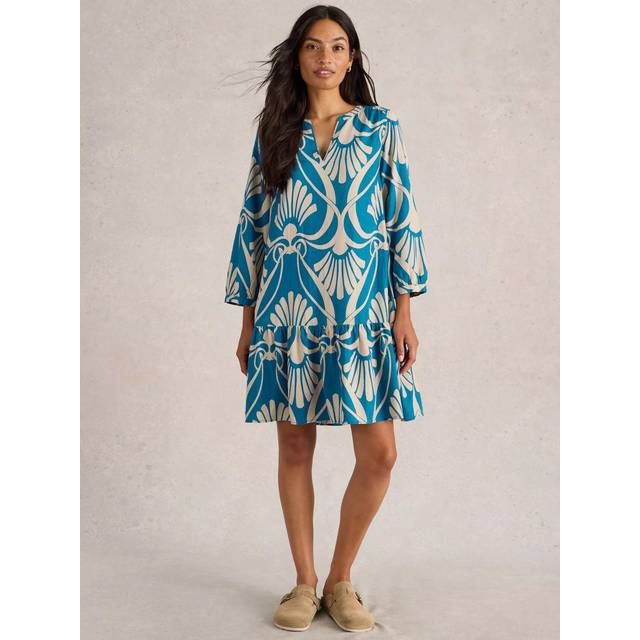White Stuff Otto Linen Dress - 14, BLUE PR