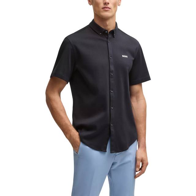 Men's BOSS Green B Motion Mens Short Sleeve Shirt - Navy - Size: 40/Regular