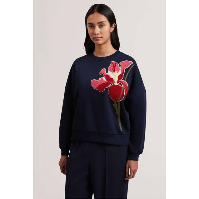 Tufted Floral Graphic Cotton Sweatshirt